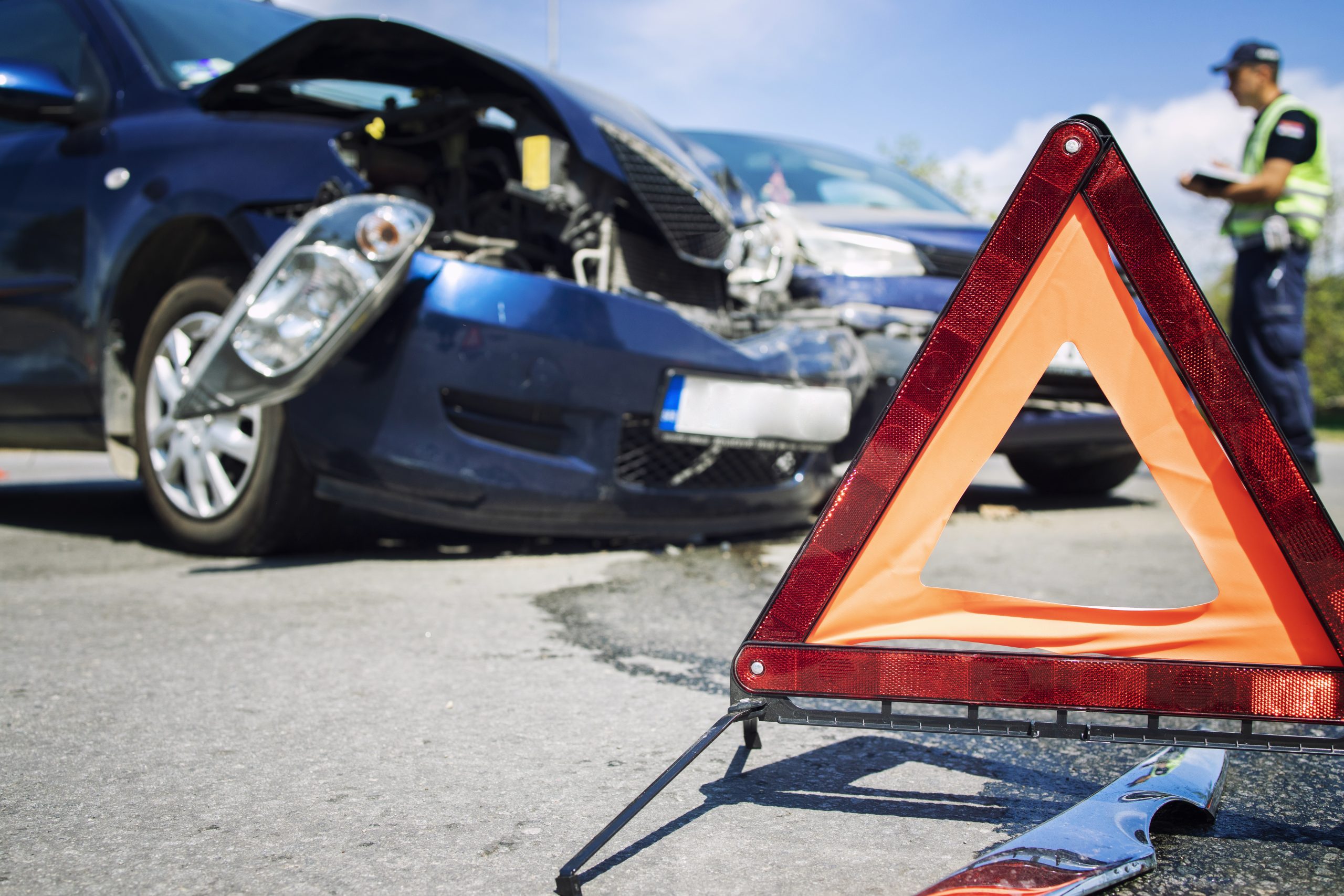 road accident with smashed cars.